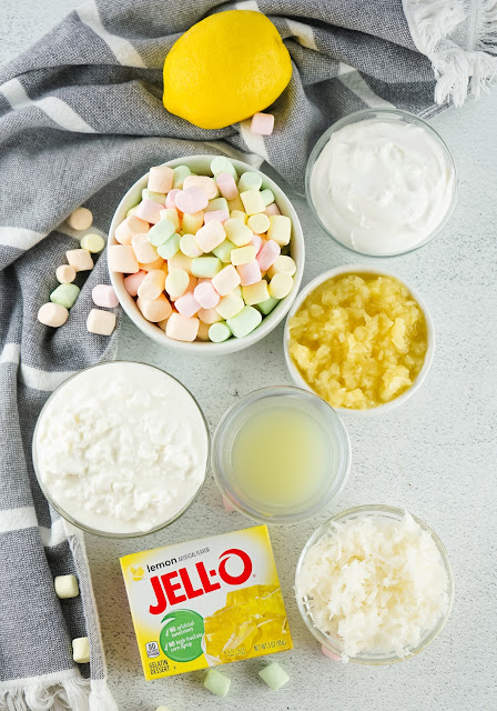 recipe ingredients displayed on a gray background.