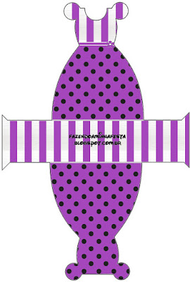 Black Polka Dots in Purple:Free Printable Dress Box.