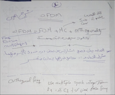 شرح منهج تقنية  الOFDM  المستخدمة فى الجيل الرابع  باللغة العربية بخط اليد فى ملف pdf