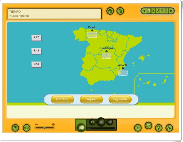 Tiempo: "Los husos horarios" (Aplicación interactiva de Ciencias Sociales de Primaria)