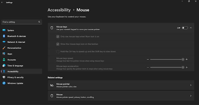 How to Control Mouse Pointer With Keyboard on Windows 11 ?