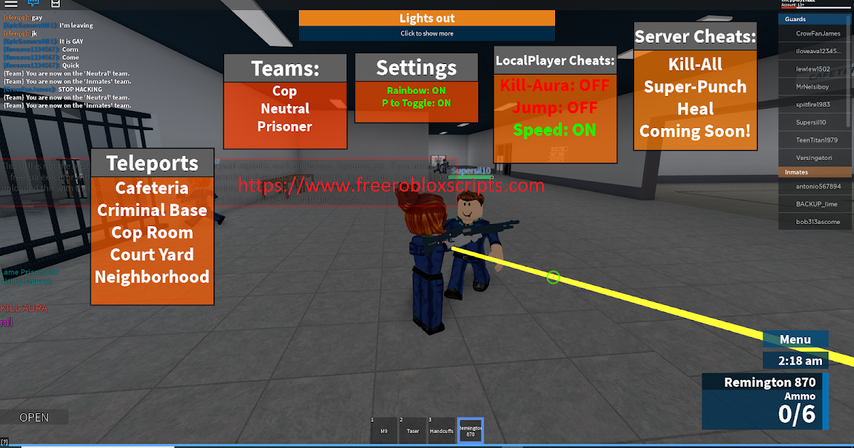 Prison Life Gui - free scripts for roblox prison life