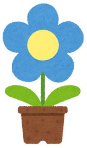 鉢植の花のイラスト（青）