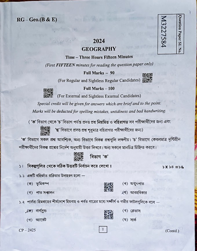 Madhyamik geography question paper 2024 || মাধ্যমিক ভূগোল প্রশ্ন ২০২৪