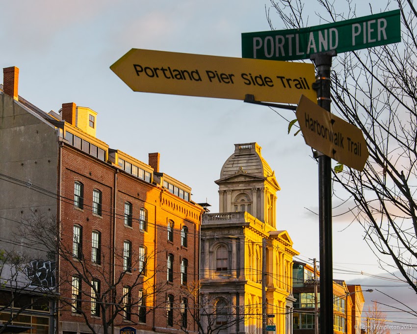 Portland, Maine USA November 2015. From a Saturday morning stroll along Commercial Street and Portland Pier in the Old Port. 