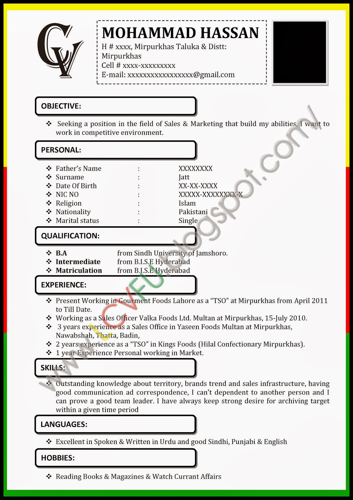 Word CV Format, Latest CV Format 2014, New CV Formats, New Design CV ...