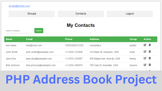 PHP Address Book Project Source Code