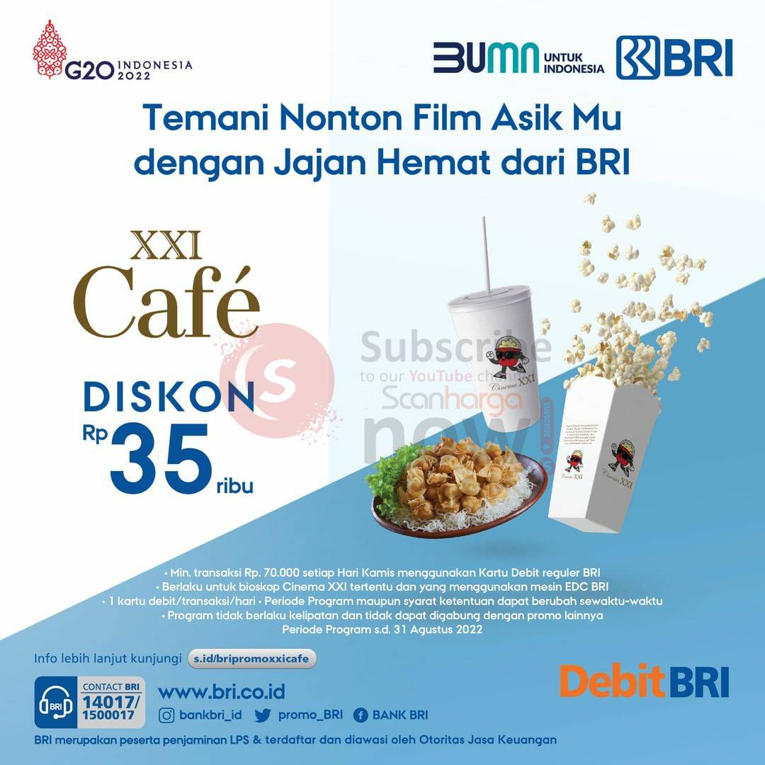 XXI CAFE Promo DISKON 35RB dengan Kartu Debit Reguler BRI