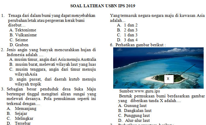 Soal Ujian Sekolah Ips Kelas 6 Dan Kunci Jawaban 2019 - Guru Paud