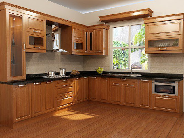 Tủ bếp gỗ xoan đào với thiết kế cổ điển đầy quyến rũ