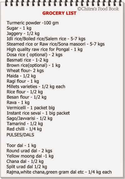 Indian Monthly Grocery List For 2 Persons Chitra S Food Book