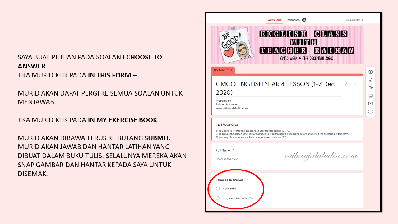 Cara Buat Pilihan Dalam Google Form Murid Boleh Pilih Menjawab Dalam Google Form Atau Dalam Buku Raihan Jalaludin S Blog