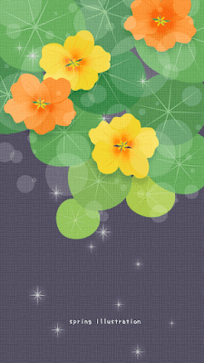 【ナスタチウム】花のおしゃれでシンプルかわいいイラストスマホ壁紙/ホーム画面/ロック画面