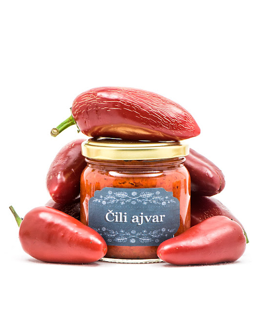 Čili ajvar - jalapeno ajvar single with chili on top