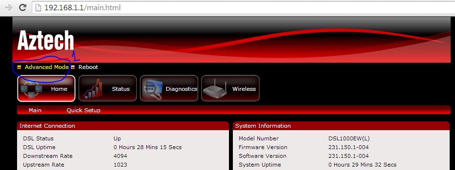 aztech dsl5001en firmware