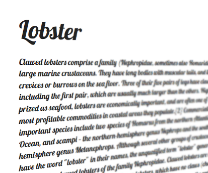 A specimen of the font Lobster.