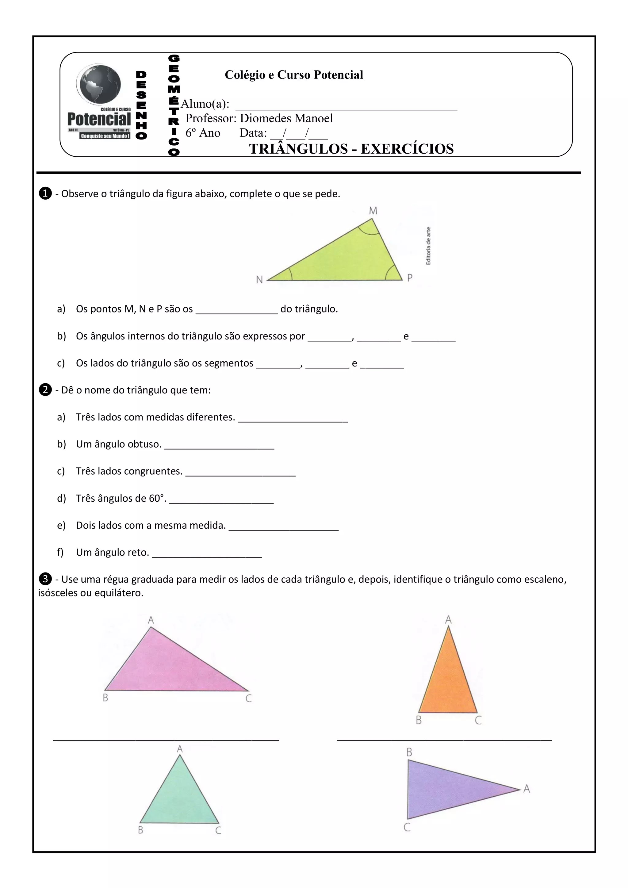 Exercícios de triângulos