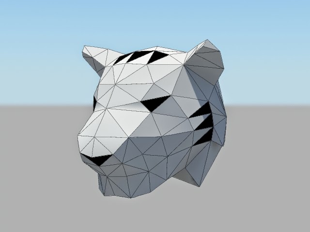 sculpture 3D render papier tigre paper tiger polygone