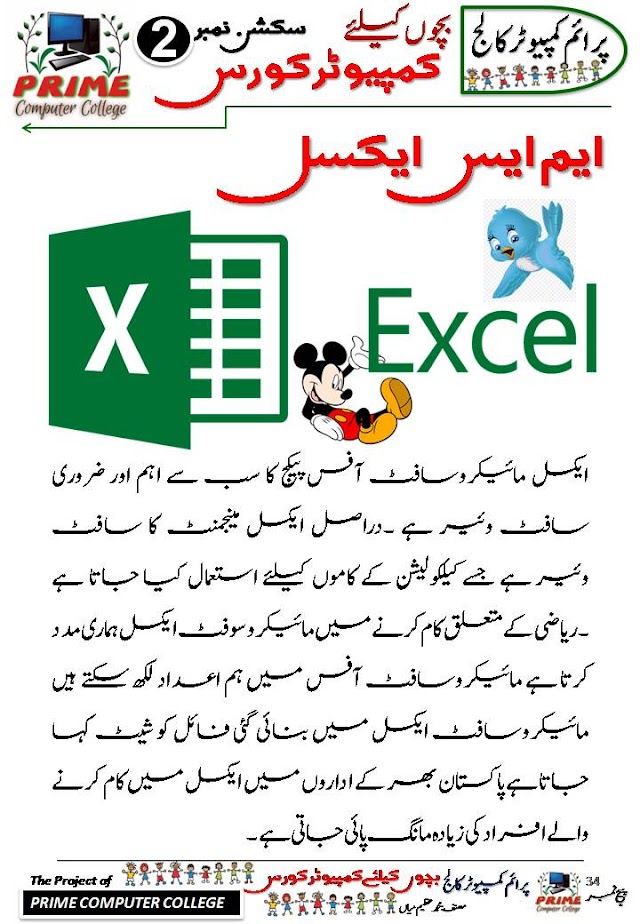 MS Excel Information in Urdu and Hindi for Kids