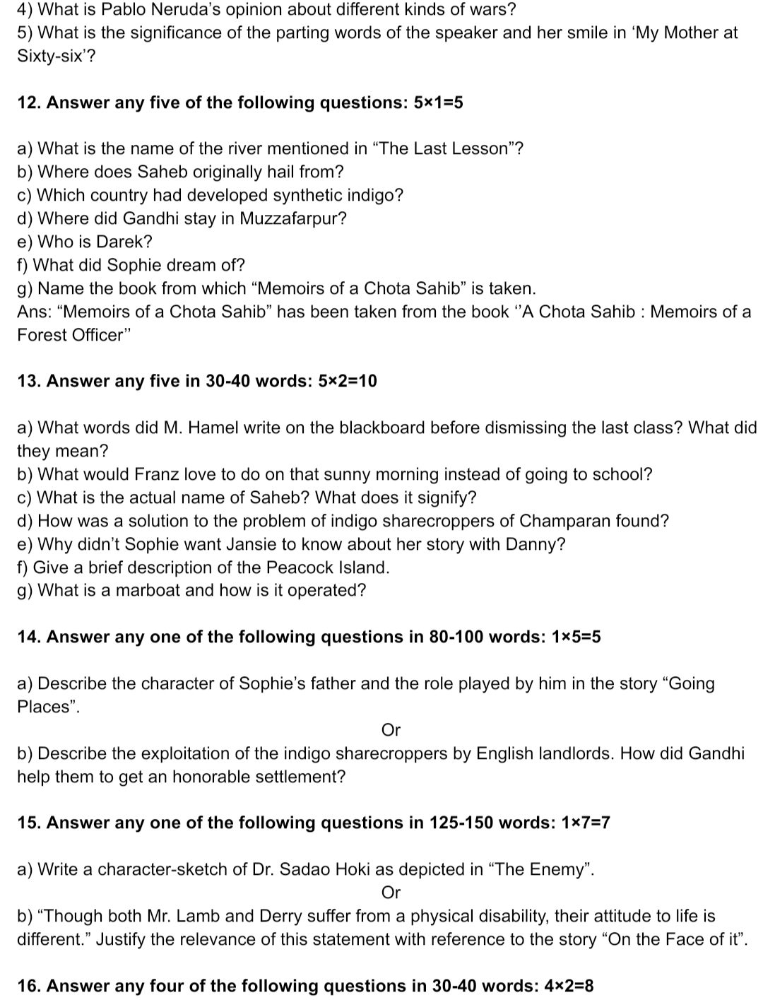 The Enemy Class 12 Chapter 4 Summary Explanation Question Answers