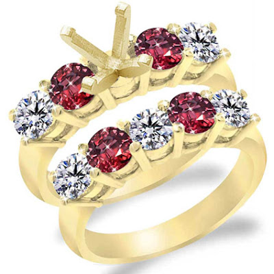 Matching wedding rings Matching Of Ruby Wedding RingsYellow gold