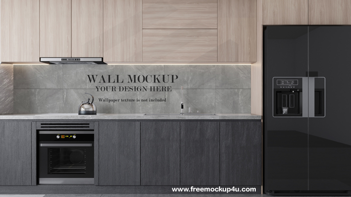 Modern Kitchen Surface Wall Mockup Psd