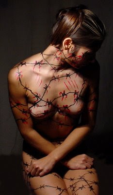 Barb Wires On A Body Painting Art