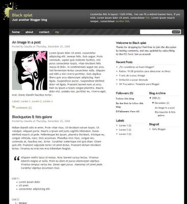 Black Splat Blogger Template