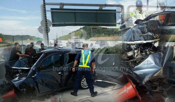 TRAGIS! [VIDEO & GAMBAR] Pelajar UiTM Parah Rempuh Tembok Plaza Tol