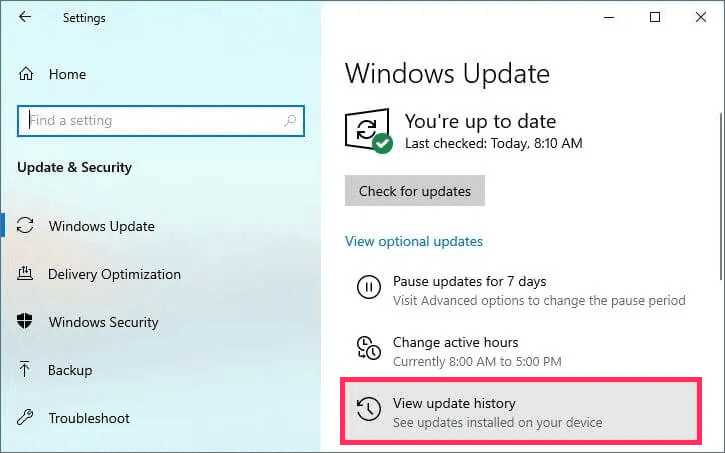 1-view-update-history-option-windows-10