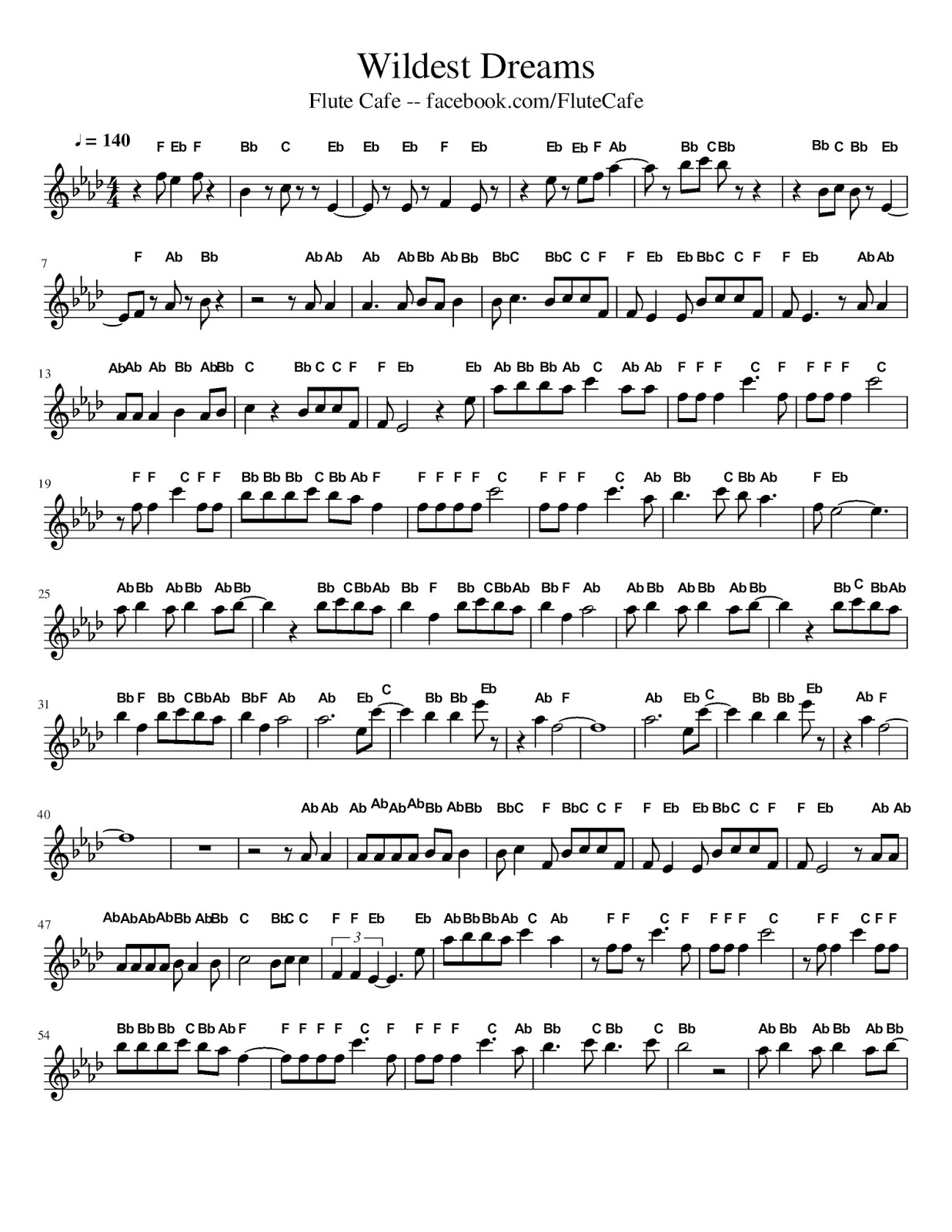 Flute Cafe: Wildest Dreams by Taylor Swift (Flute Sheet Music)