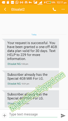 latest etisalat free 4gb Data