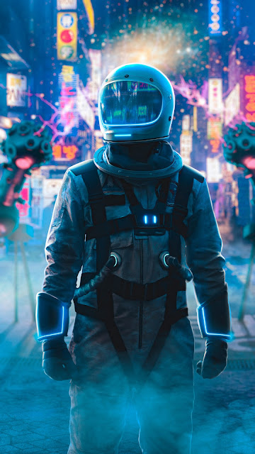 Astronaut in Cyperpunk City