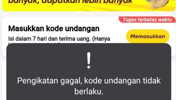 Kode Undangan Snack Video Tidak Berlaku