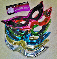 Dollar Tree Halloween Mardi Gras masks colorful basic metallic 