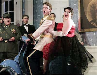 Liam Bonner (Belfiore) and Tamara Wilson (Marchesa) in Un Giorno di Regno, Wolf Trap Opera, photo by Carol Pratt