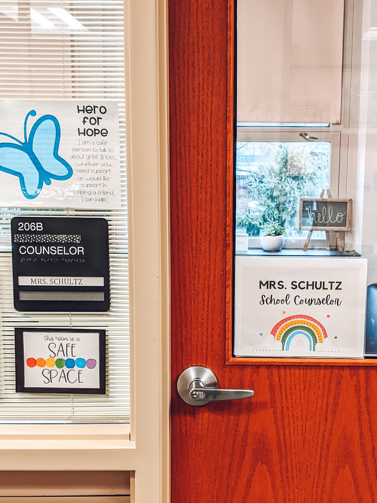 Rainbow School Counselor Door Sign (Editable)
