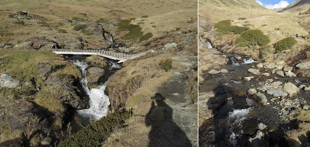 Olla de Núria-Puigmal-Pic de Segre-Pic Finestrelles-Pic d'Eina-Pic Noufonts-Pic Noucreus, torrent de Noucreus i pont de l'Escuder sobre el riu de Noucreus