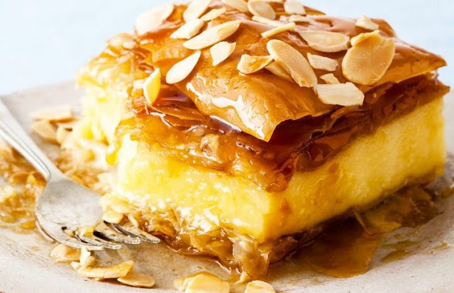 Qumështor - Cheesecake with foils and Syrup - Albanian Delicacy