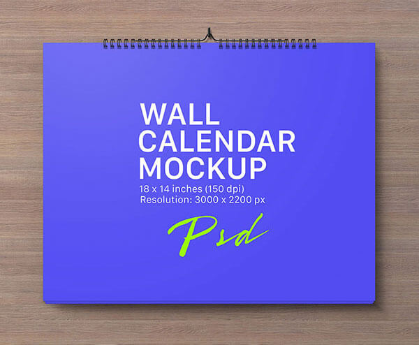 Mockup PSD Kalender 2019 Terbaru - Landscape Wall Calendar Mockup PSD