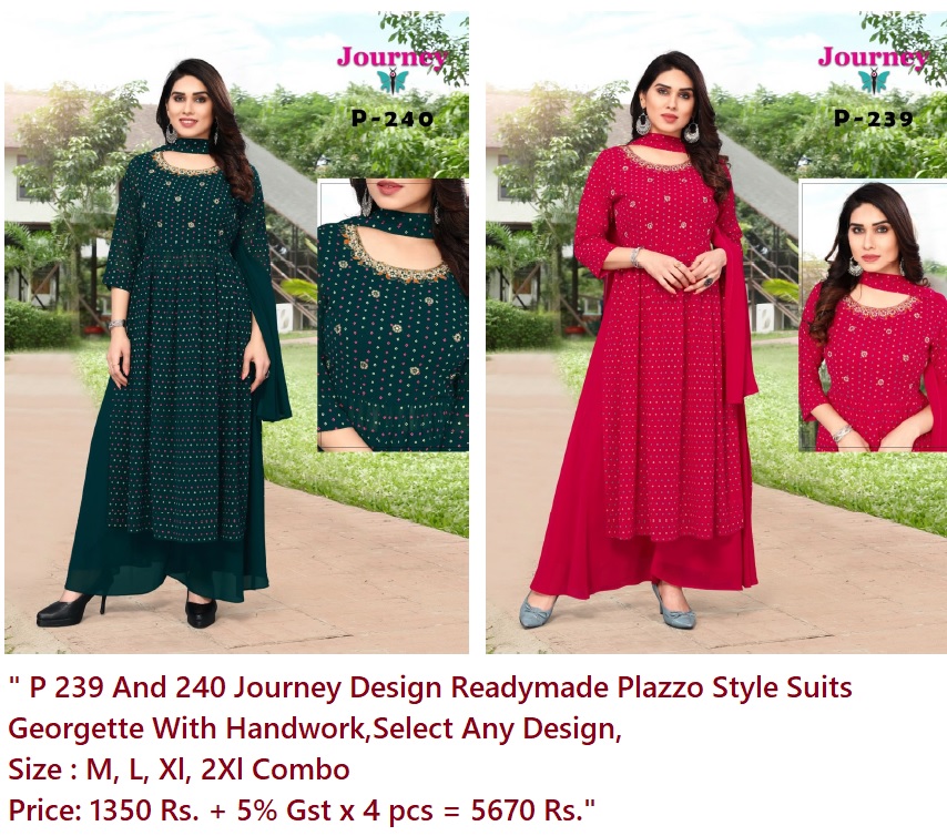 P 239 And 240 Journey Design Readymade Plazzo Style Suits