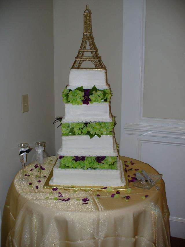 Paris Tower Above The Wedding Cake paris inspired wedding theme