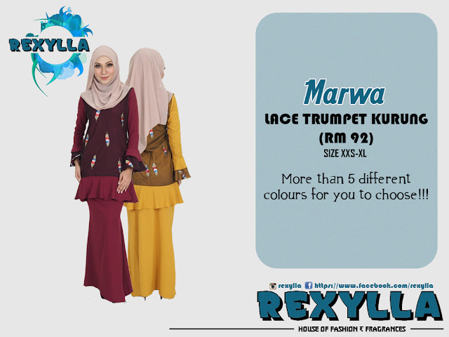 rexylla, baju kurung, lace kurung, trumpet kurung, modern kurung, marwa collection