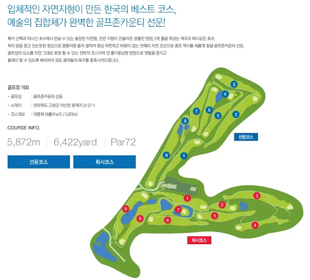 골프존카운티 선운CC 골프 코스 조감도