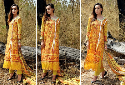 "Firdous" Julie Lace / Victoria Collection 2013 | Semi Embroidered Lawn Collection