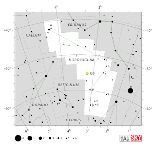 IAU: Карта на съзвездието Часовник | Horologium