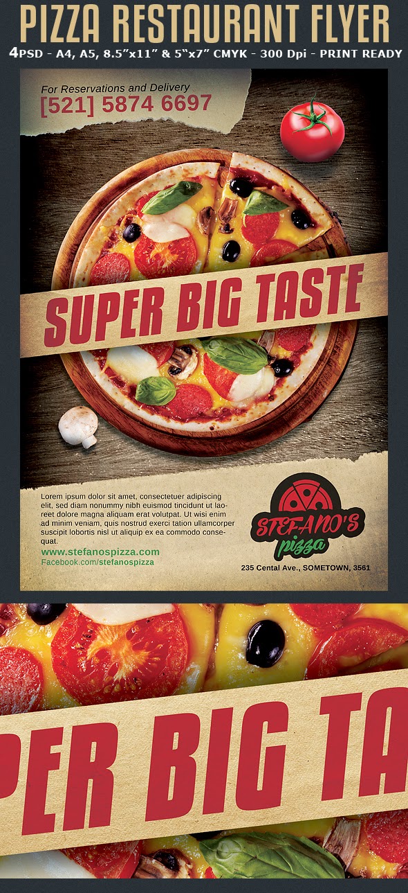  Pizza Restaurant Advertising Flyer Template