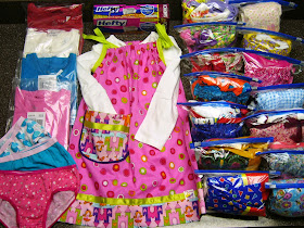 Pillowcase dresses, panties and tops for Operation Christmas Child shoeboxes.