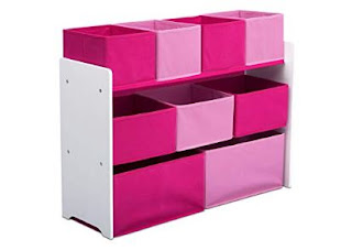 Delta Children Deluxe Multi-Bin Toy Organizer with Storage Bins, White/Pink 