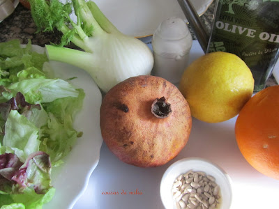 Ensalada de hinojo, naranja y granada